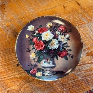 Franklin Mint White Decorative Rose Bouquet Collector Plate
